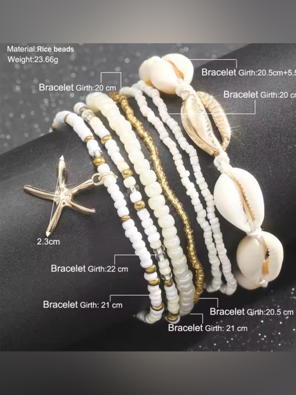🌊 7PC Boho Beach Anklet Set | Starfish & Shell Coastal Stack 🌊 - Picture 3 of 5